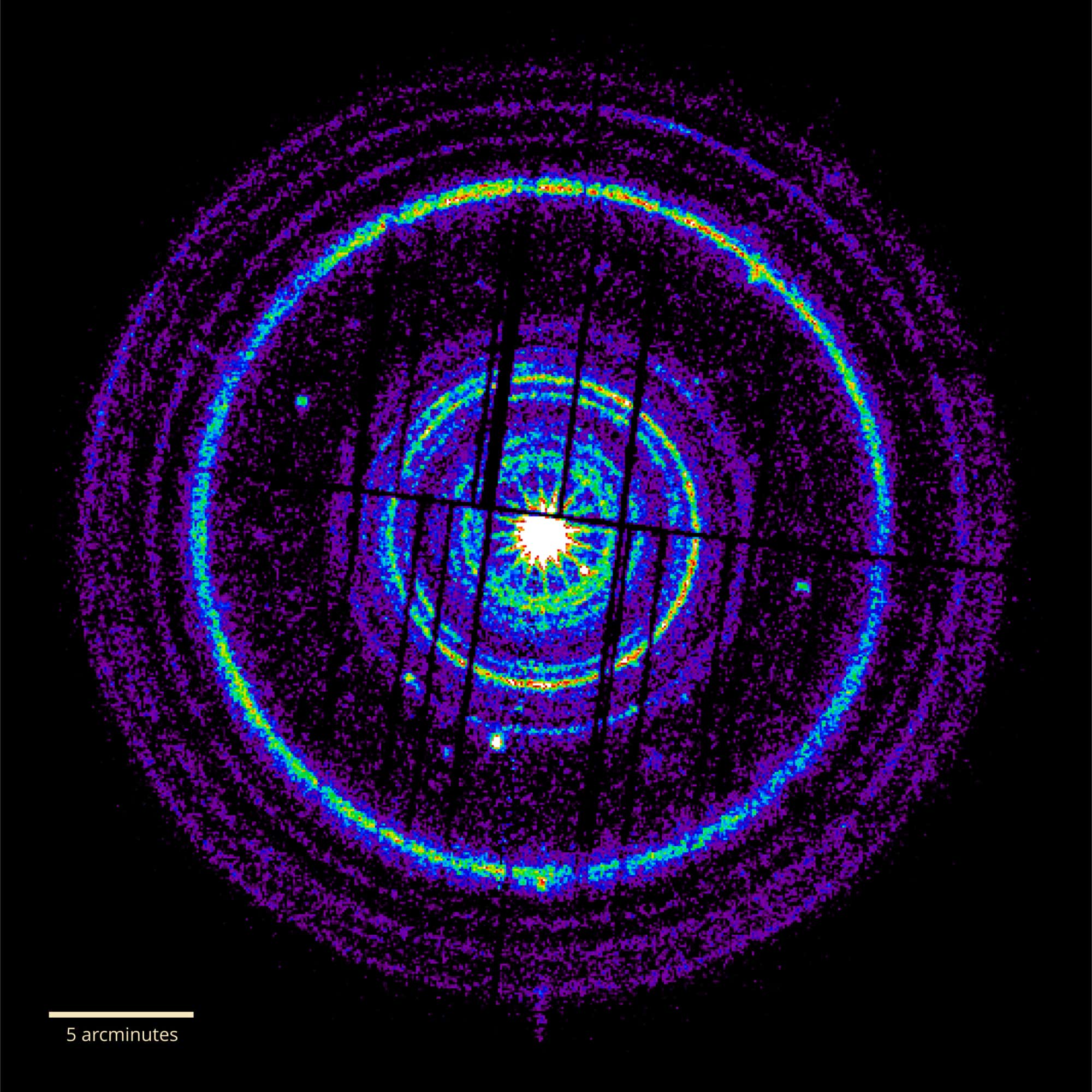 A ring of dust ejected by the ship as seen from the XMM-Newton Observatory.